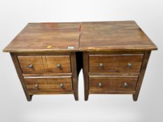A pair of contemporary hardwood two drawer bedside chests,