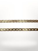 A long 9ct gold curb link necklace, length 76cm. CONDITION REPORT: 29.2g.
