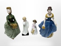 Four Royal Doulton figurines comprising 'Melanie' HN2271, 'Grace' HN2318, 'Darling' HN1985,