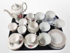A Royal Standard floral-decorated tea set and other German tea cups and saucers.