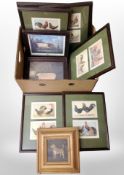 A box of antique and later pictures and prints, engravings of the Durham Ox,