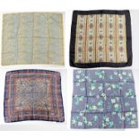 Four Liberty of London silk squares in floral and paisley designs, each 70cm.