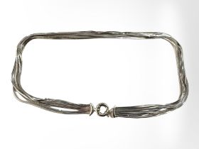 A silver multi-strand herringbone link necklace, length 40cm. CONDITION REPORT: 35.