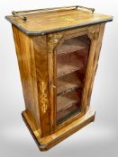 A Victorian burr walnut and satinwood inlaid music cabinet,