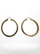 A pair of 9ct gold hoop earrings, diameter 3cm. CONDITION REPORT: 5.