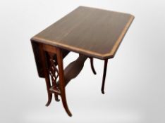 A Victorian mahogany and satinwood-inlaid Sutherland table, width 60cm.