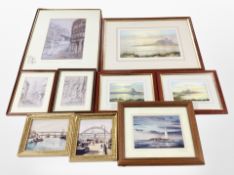 A box of local pictures and prints, scenes of the Tyne Bridge and Sandgate in Newcastle upon Tyne,