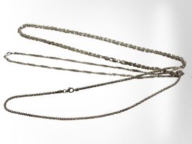Three silver fancy link necklaces. CONDITION REPORT: 35.