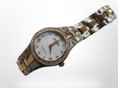 A lady's stainless steel and gold-plated Rotary quartz wristwatch, case 26mm.