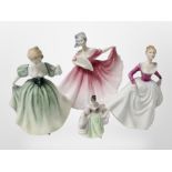 Three Royal Doulton Ladies: 'Lisa' HN3265, 'Lily' HN3902, 'Elaine' HN3307,