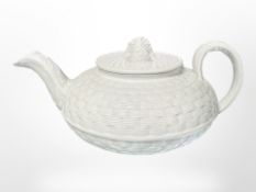 A 19th-century Wedgwood Etruria caneware teapot, height 8cm.
