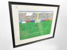Gordon Barker : Newcastle United scoring v Sunderland, oil painting, 39cm x 29cm.