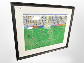 Gordon Barker : Newcastle United scoring v Sunderland, oil painting, 39cm x 29cm.