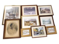 A group of antiquarian and later pictures and prints, Paul Hanley signed limited edition print, etc.