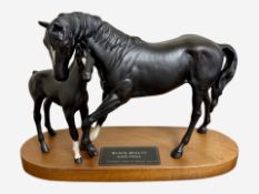 A Beswick Connoisseur Series model 'Black Beauty and Foal', on plinth, height 19.5cm.