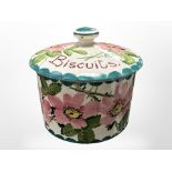 A Wemyss crackle-glazed biscuit jar, height 11cm.