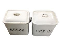 Two vintage enamelled bread bins