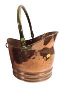 A Victorian copper and brass coal bucket, height 38cm.