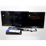 Two Panasonic 32 inch LCD TV's with leads and remotes together with a freeview box