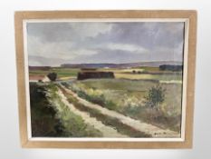 Budde Nielsen : Rural landscape, oil on canvas, 29cm x 39cm.