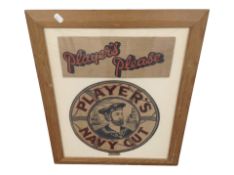 A reproduction Players Please navy-cut cigarettes sign, overall 58cm x 47cm.