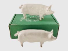 Two John Beswick C. H. Wallboy pigs, one boxed.
