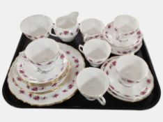 22 pieces of Queen Anne floral tea china.