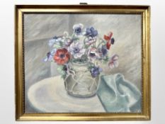 Danish school : Still-life flowers in a vase, oil on canvas, 47cm x 39cm.