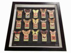 Fisher : Dutch matchboxes and British Butterflies, a collage, signed and dated 14/11/2022,