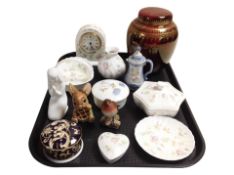 A group of ceramics including Losol ware red lustre ginger jar,