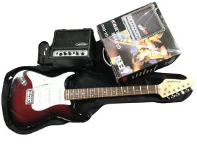 A Westfield electric guitar in soft carry bag,