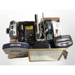 A pallet of electricals including shredder, radios, tools, boxed tile cutter, power saw,