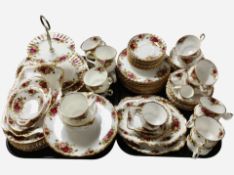 Approximately 77 pieces of Royal Albert Old Country Roses tea and dinner porcelain.