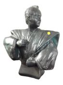 A resin bust of a samurai,