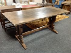 An oak 6' refectory dining table