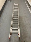 An aluminium nine tread two section extension ladder