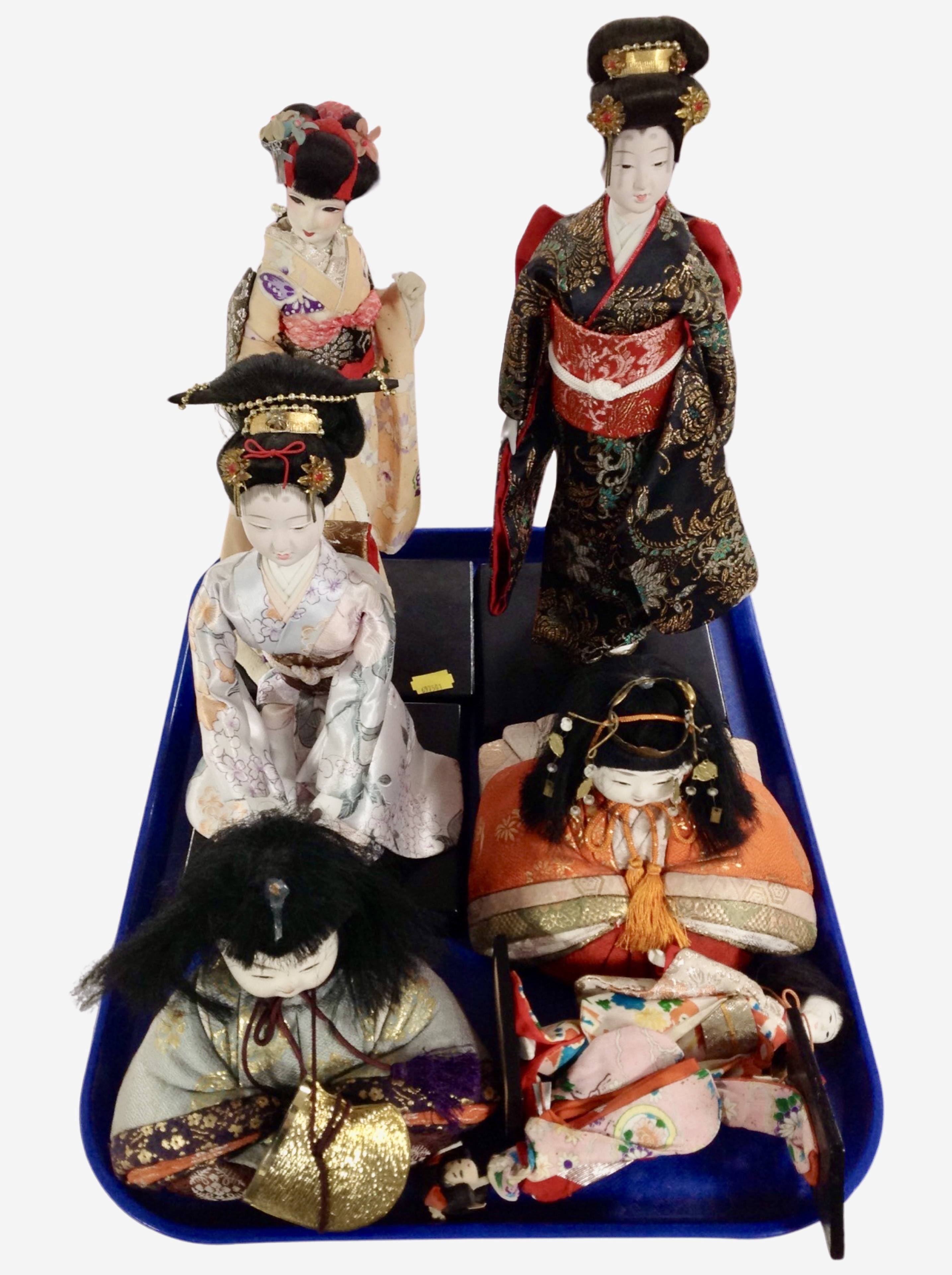 A group of contemporary geisha figures.