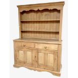 A Victorian style pine farmhouse kitchen dresser,