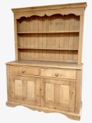 A Victorian style pine farmhouse kitchen dresser,