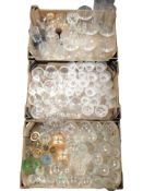 Three boxes containing a large quantity of Edinburgh and other crystal drinking glasses, vases, etc.