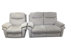 A Lazy-boy two seater settee and matching armchair in grey upholstery