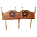 A pair of Mary Quant inlaid teak 3' headboards