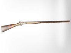 An early 19th-century percussion cap single-barrelled sporting gun, length 132cm (a/f).