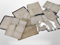 A group of late 18th and 19th-century legal documents, wills, etc.