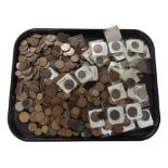 A tray of a large quantity of mainly early 20th-century British copper coinage.