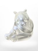 A Lalique seated panda, height 7cm, signed 'Lalique France' to base.