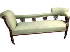 A Victorian mahogany chaise longue and matching armchair