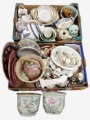 Two boxes of assorted ceramics including Maling lustre wares, commemorative china,