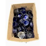 Over 50 blue glass liners for silver salts,