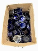 Over 50 blue glass liners for silver salts,